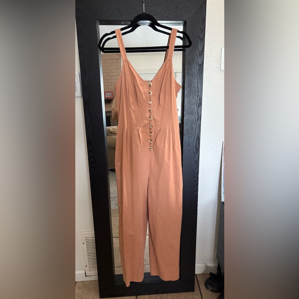 Universal Thread Button-Front Peach Jumpsuit